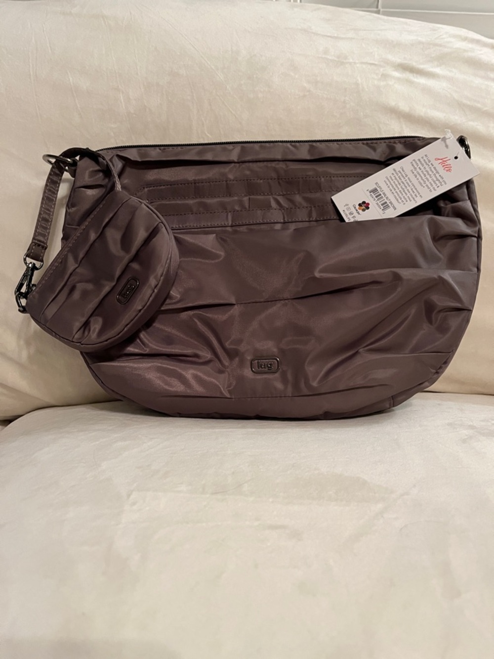 LUG - Scuffle Pleated Crossbody Bag with Disco Pouch in Walnut Brown